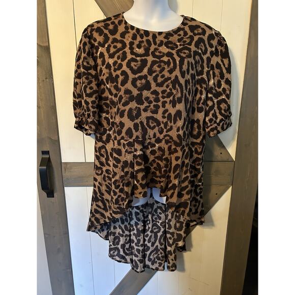 SHEIN Curve Animal Print Blouse High Low 5X Cheetah - Picture 1 of 5